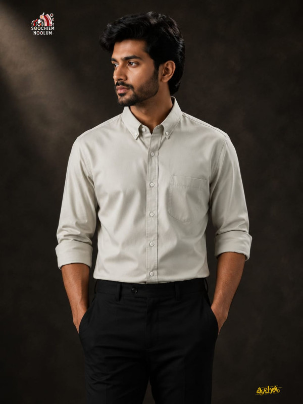 SOLID COLOUR SHIRT - WHITE SMOKE