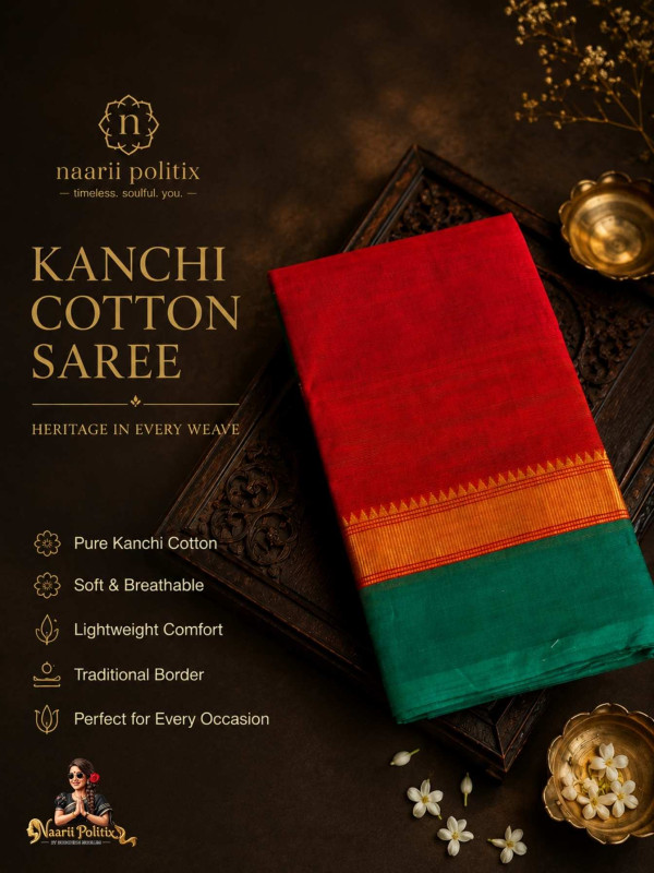 Premium Kanchi Cotton Saree - Red