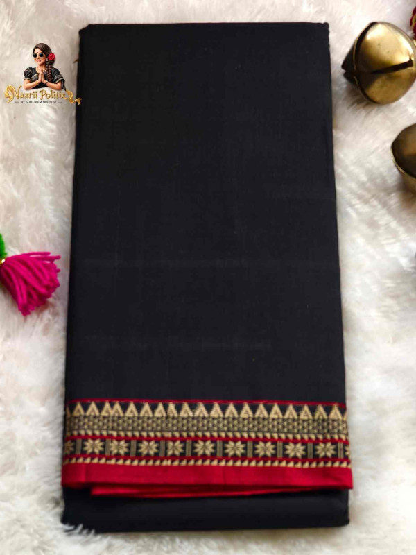 Narayanpet Pure Cotton Saree - Black [SAREE000025]