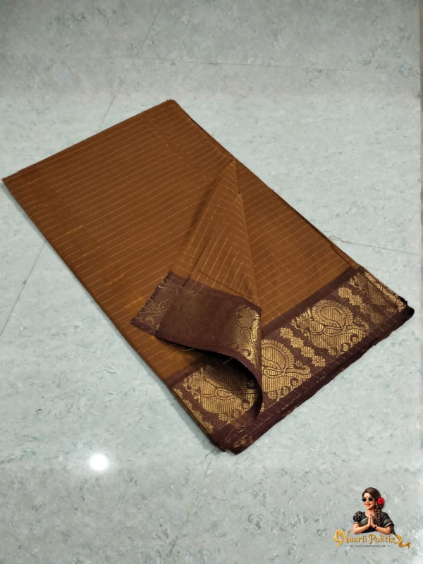 CHETTINAD COTTON SAREE - BROWN