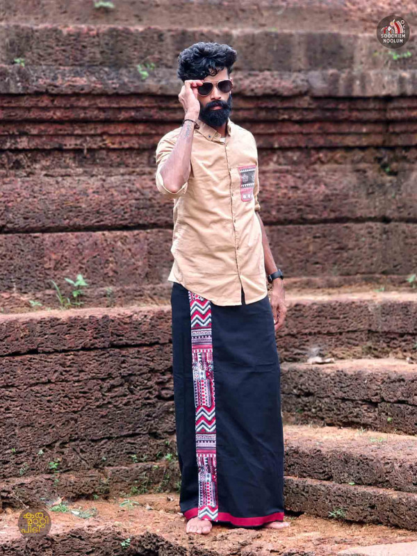 Copper Designer Pocket patch Shirt+ Single Cotton Dhoti Combo[COMBO000129]