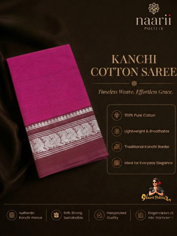 PREMIUM KANCHI COTTON SAREE - RICH RANI PINK