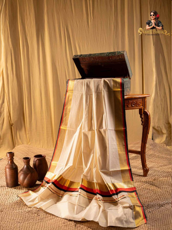 Micro Checked Cotton kasavu Saree 2 color Kara [SAREE0000113]