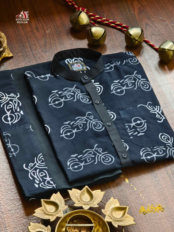 Designer Premium Shirt+ Single Cotton Dhoti Combo[COMBO000292]