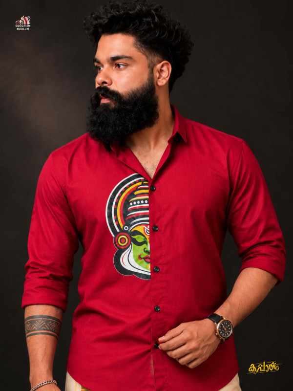 RED KADHAKALI PRINTED PREMIUM SHIRT [CLEARANCE SALE]