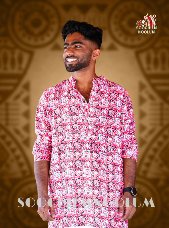 Red Hand blocked Designer Premium Kurta