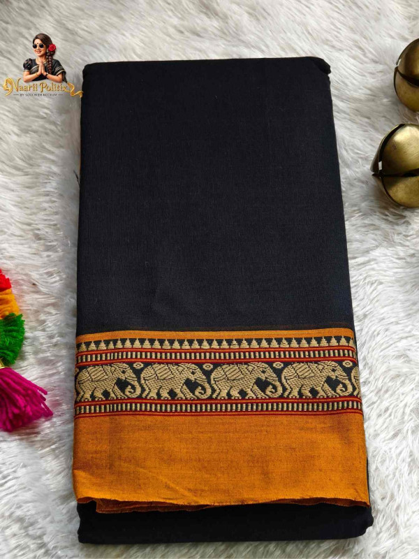 Narayanpet Pure Cotton Saree - Black [SAREE000022]