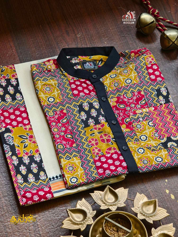 Designer Premium Shirt+Single Cotton Dhoti Combo[COMBO000303]