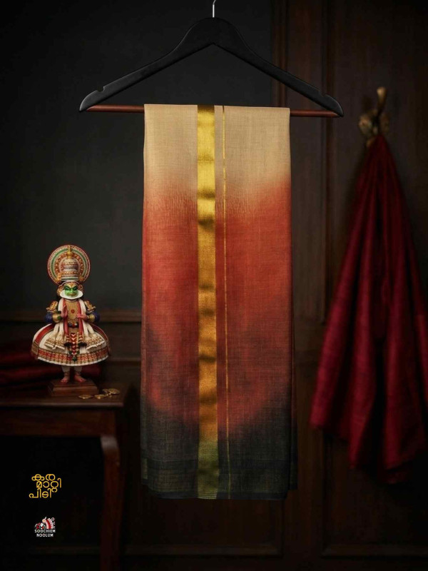 Ombre Shade  Designer Tissue Kasavu Dhoti [DOUBLE000102]