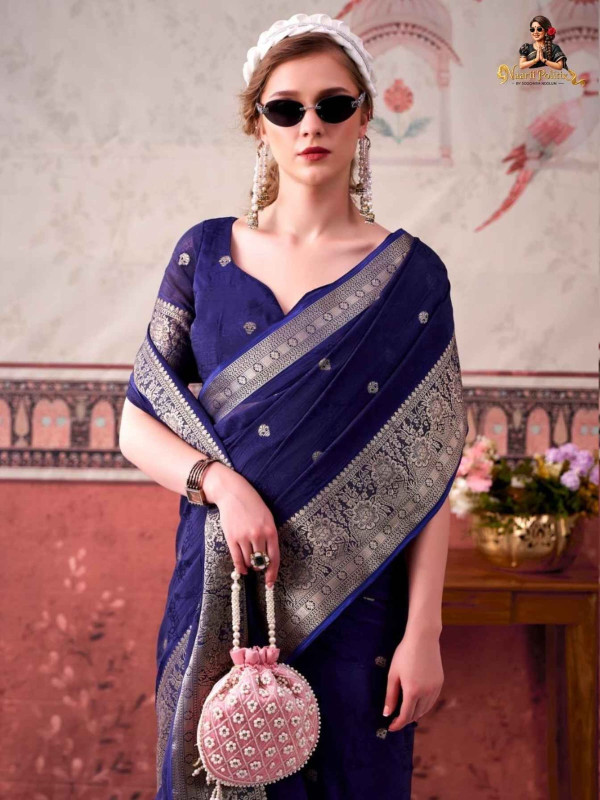 Georgette saree - Blue [SAREE0000193]