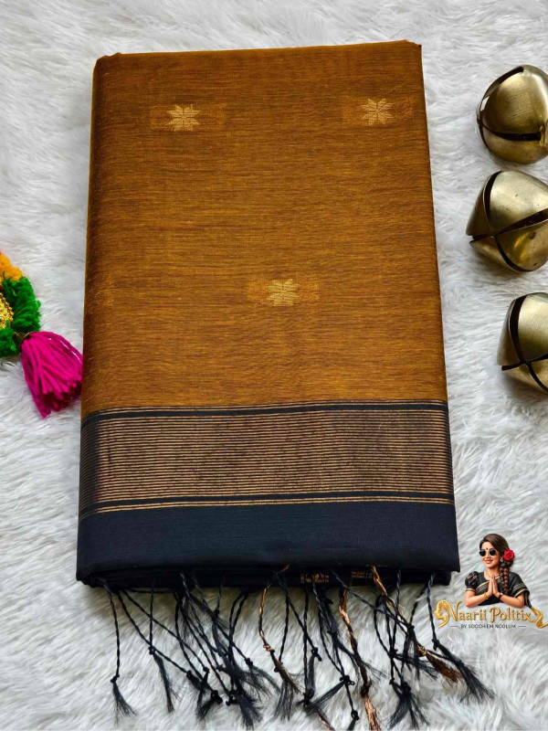 Maheswari Silk Cotton Saree - Olive Green Body Black Pallu [SAREE000013]