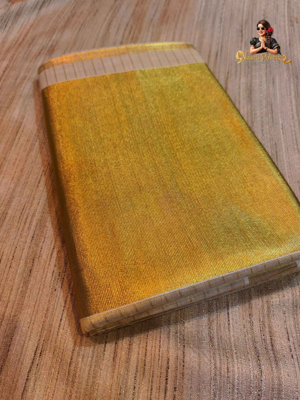 Small Checked Pattern Across Tissue Kasavu Saree [SAREE000097]