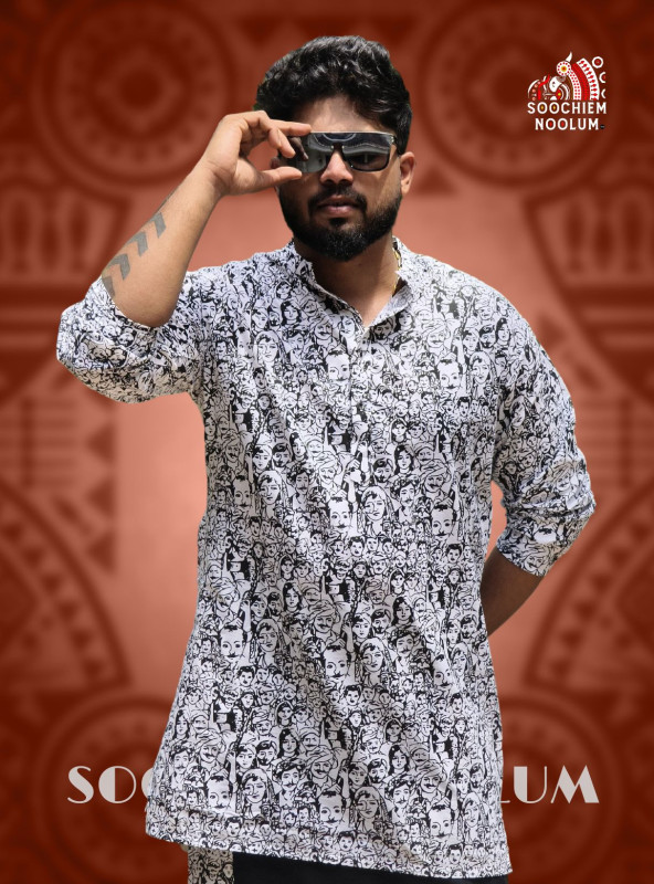 Black & White Designer Cotton Kurta