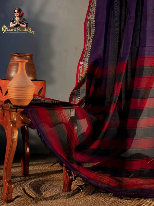 Narayanpet Pure Cotton Saree Dark Purple [SAREE000030]