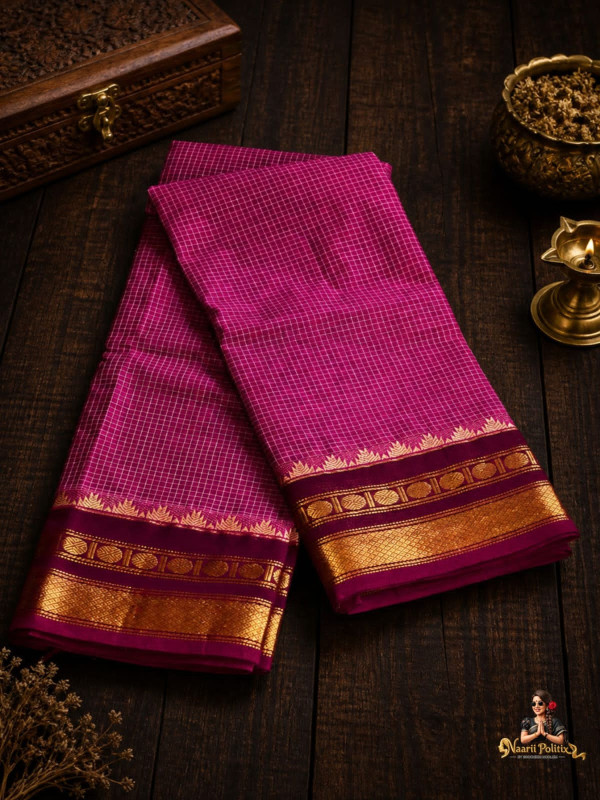 PremiumKanchi Cotton Saree - Deep magenta and  maroon [SAREE0000253]