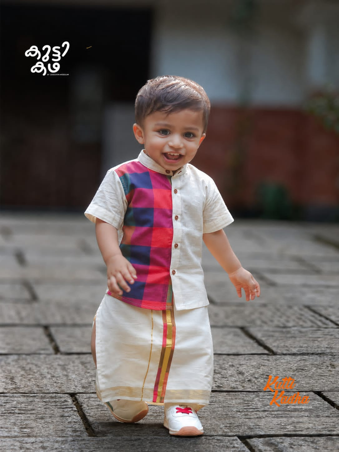 MADRAS PAYYAN MADRAS CHECK HALF PATCH SHIRT FOR KIDS