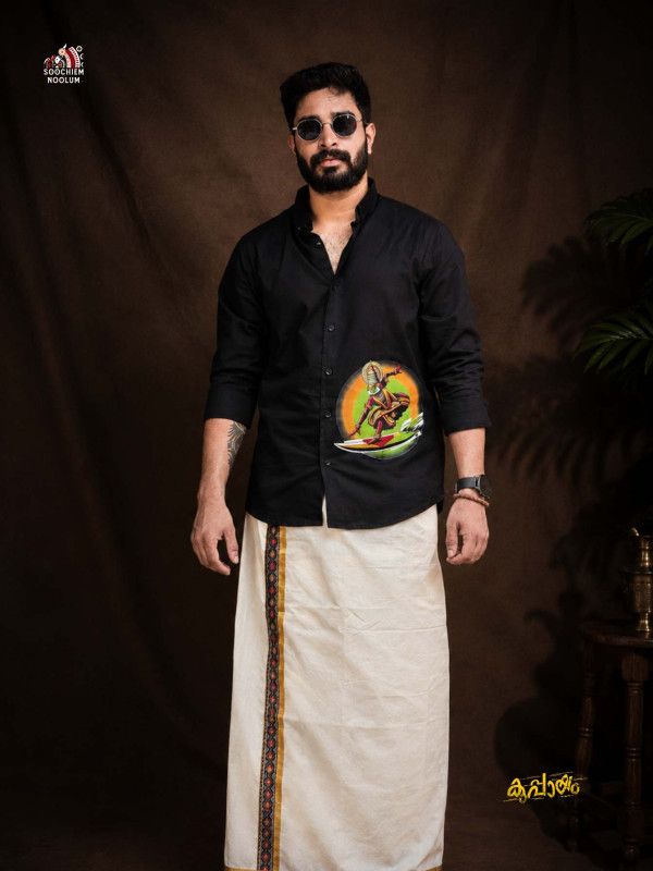 BLACK KADHAKALI PRINTED PREMIUM SHIRT [CLEARANCE SALE]