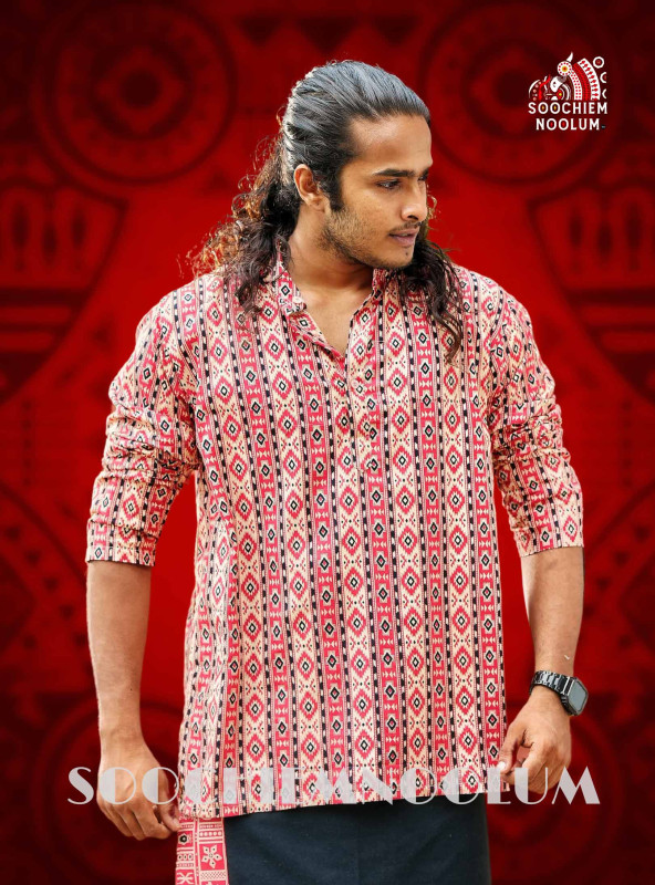Red Stripped Designer Short Kurta[KURTA00029]
