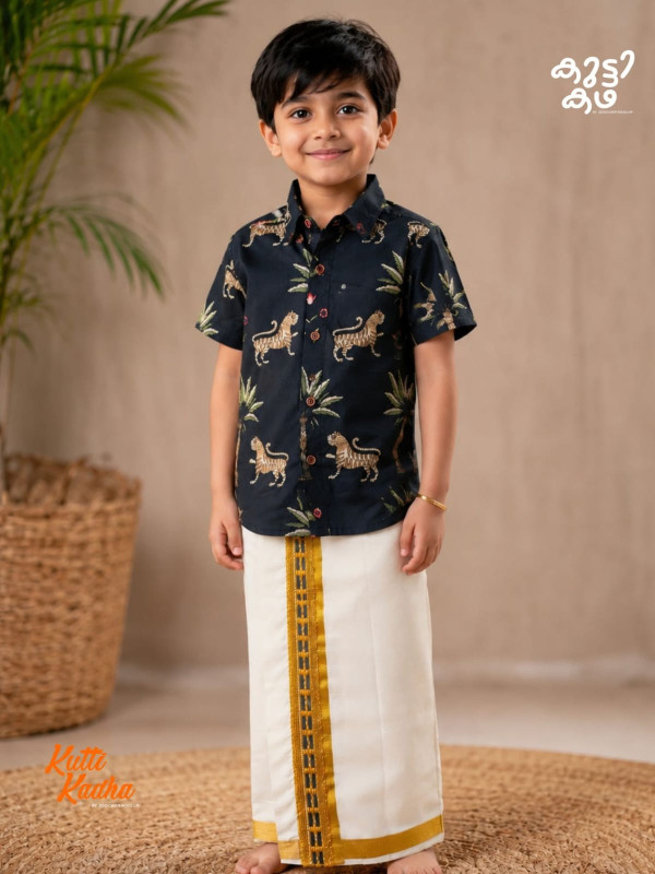 Keli -Designer cotton shirt+ Dhoti Combo For Kids