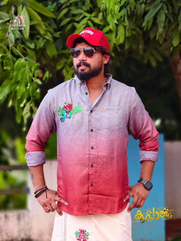 Embroidery premium Designer Red& Off- White Ombre Shirt[SHIRT000165]