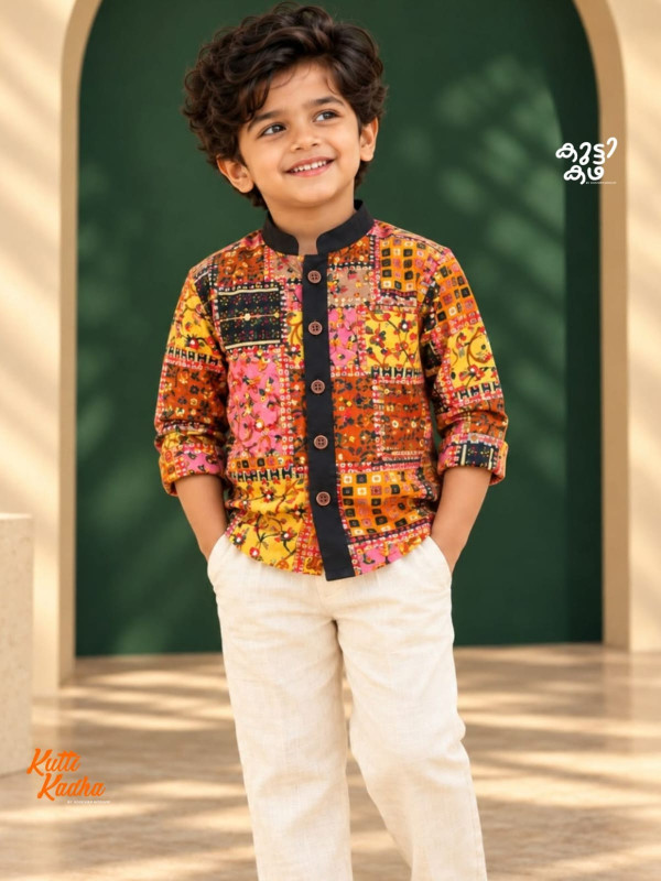 AJRAKH MIRROR DESIGNER SHIRT FOR KIDS