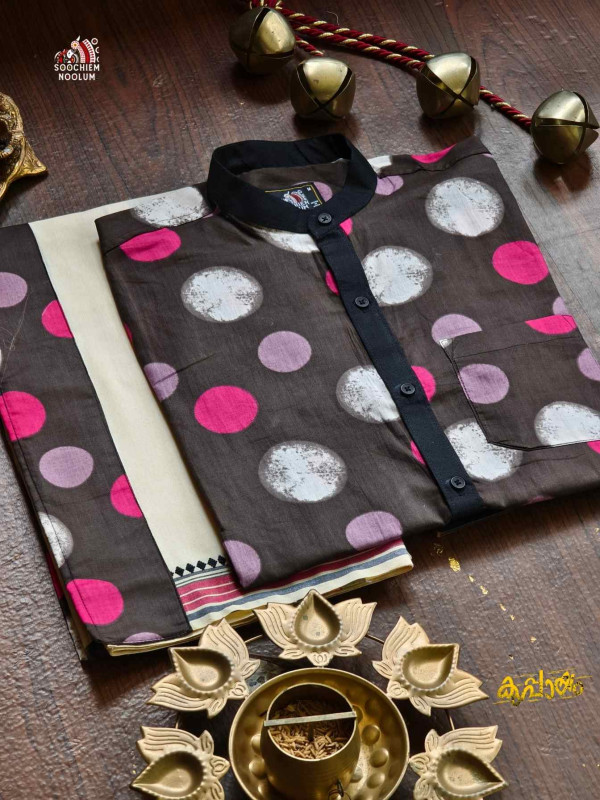 Designer Premium Shirt+Single Cotton Dhoti Combo[COMBO000304]