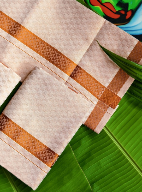 Jacquard copper Kasavu Tissue Premium Single Dhoti