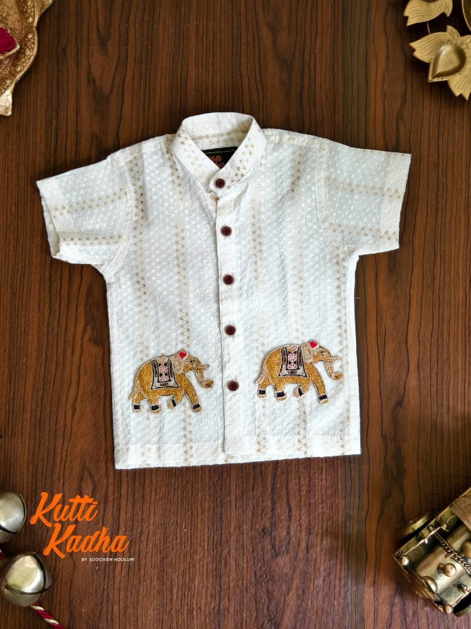 Kids Embroidery Elephant Patch shirt
