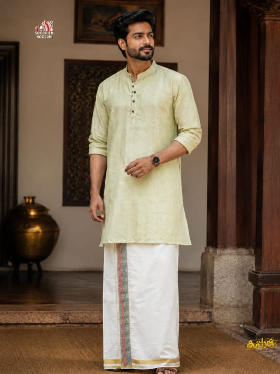 Soft linen Festive Special luxury kurta - Pista Green