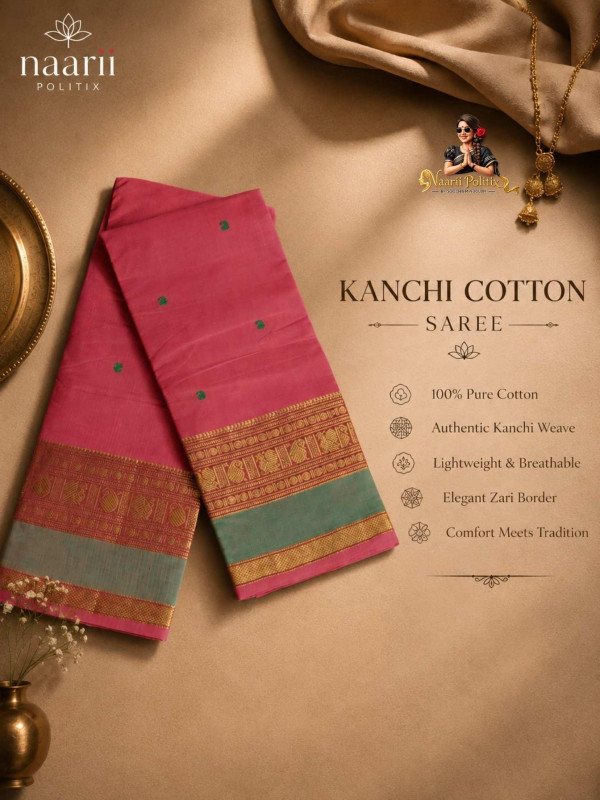 PREMIUM KANCHI COTTON SAREE - PINK