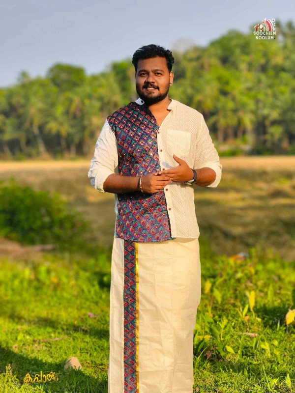 Off White premium Designer Half patch shirt+Double Dhoti Combo[COMBO000306]