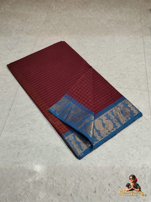CHETTINAD COTTON SAREE - DEEP MAROON