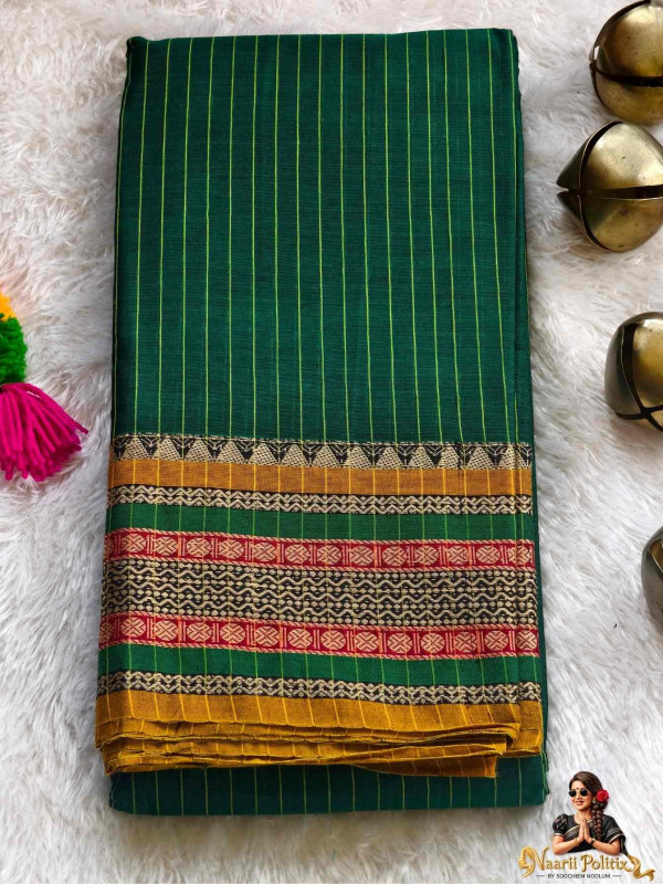 Narayanpet Pure Cotton  Saree - Green [SAREE000015]