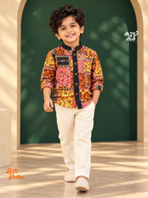 AJRAKH MIRROR DESIGNER SHIRT FOR KIDS