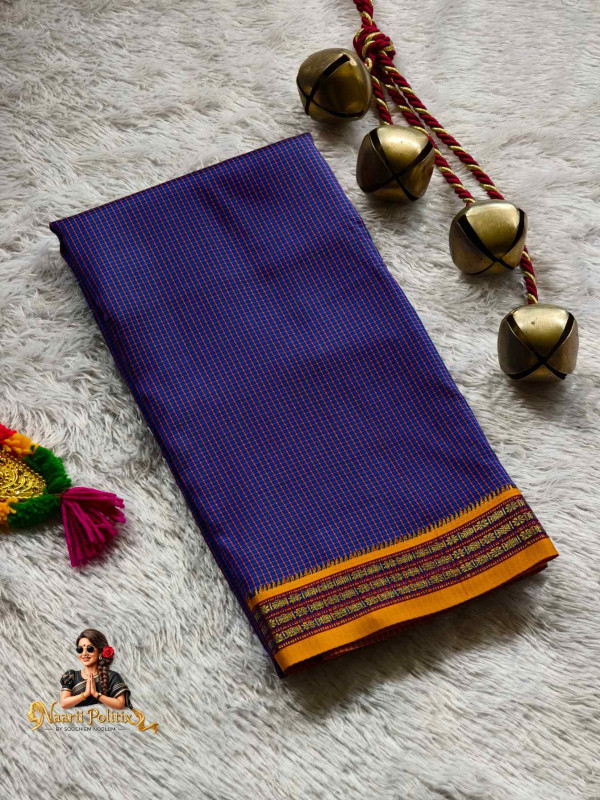Micro Check Butter Silk Saree - Royal Violet [SAREE000052]