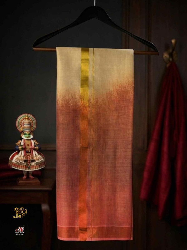 Ombre Shade  Designer Tissue Kasavu Dhoti [DOUBLE000100]